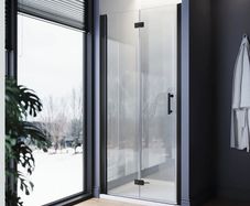 ELEGANT Black 800mm Bifold Frameless Shower Door