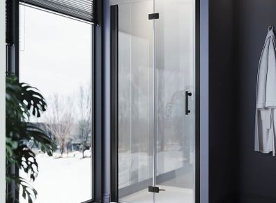 ELEGANT Black 800mm Bifold Frameless Shower Door
