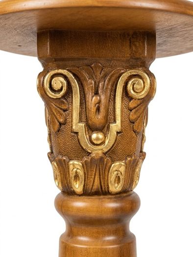 Carved French Fruit Wood & Parcel Gilt Pedestal