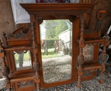 Antique Victorian style overmantel mirror with shelves