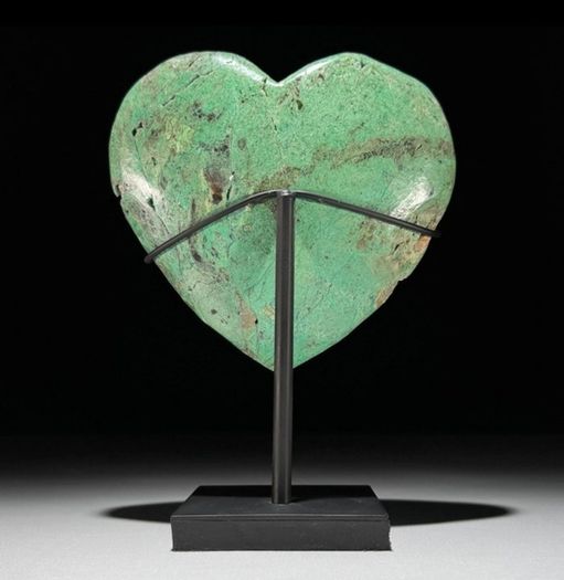 Natural Green Smithsonite Heart Shaped Stone - Mineral