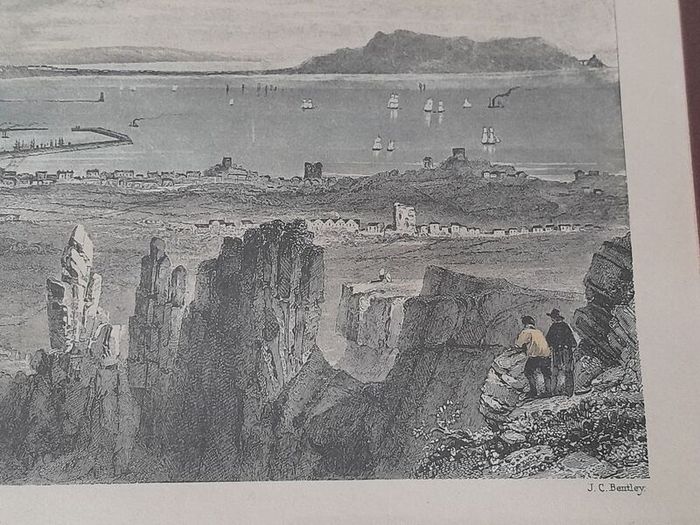 Old 19th C Framed Print of Dublin Bay