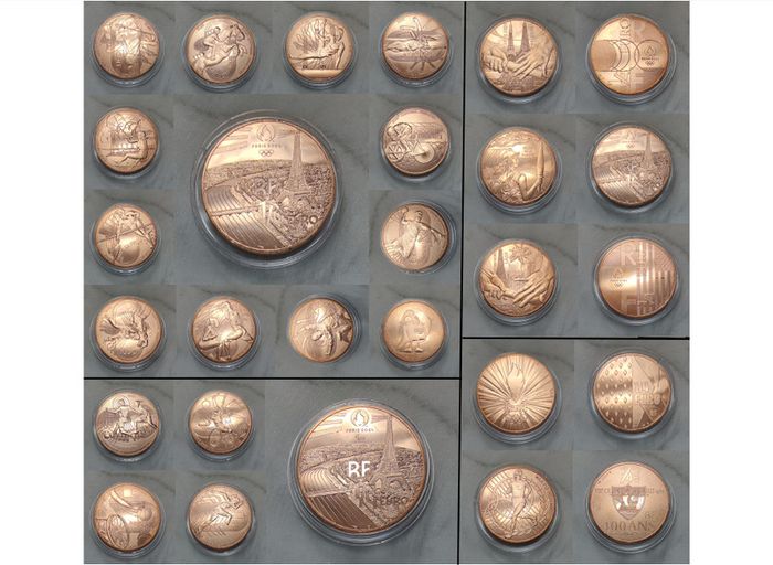 France 0.25 Euro Copper Coin Full Set (21 Coins) Paris Olympic Paralympic Games