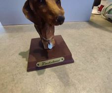 Lovely Dachshund resin head figurine hand painted.