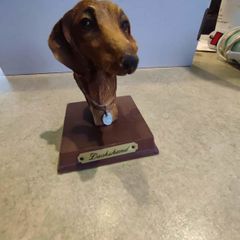 Lovely Dachshund resin head figurine hand painted.
