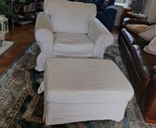 White ikea armchair & footrest