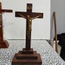 Two crucifixes and a Lourdes Our Lady holy water bottle. Religious devotional items. Image 3