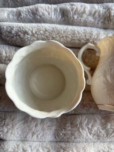 Vintage Belleek Serenity Cream & Sugar Set - Gold Trim Fine Parian China