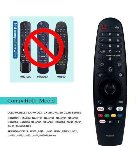 Voice Magic Smart LG OEM Magic TV Remote Control with Netflix/Prime Keys MR20GA AKB75855501 Magic Remote Control For TV AN-MR650A AN-MR18BA AN-MR19BA For Rx WX Series Controller With Voice Function