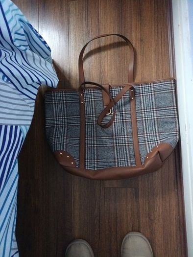 Primark Faux Leather & Material Tote  Bag.
