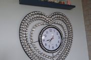 stunning black and crystal large heart clock