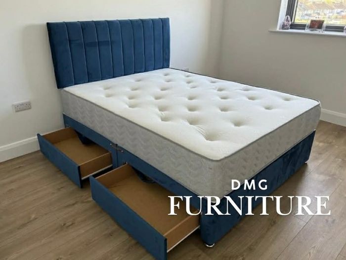 New 4'6" Double Divan Bed With Mattress