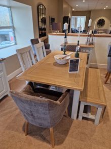 Dining table 125cm-165cm Grey Extendable Dining Table - Georgia