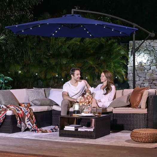 Parasol Cantilever  with Solar LED Lights