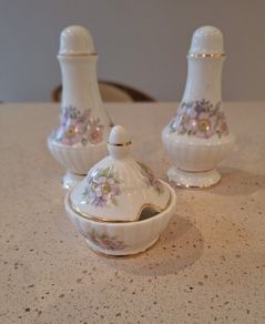 Royal Tara Irish Blossom Salt, Pepper & Mustard pot