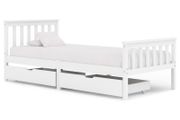 Bed Frame with 2 Drawers White Solid Pine Wood 100x200 cm