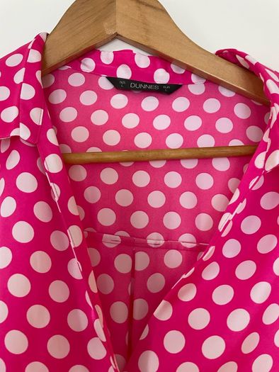 Dunnes pink polka dot blouse size 16
