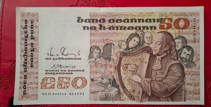 50 Pound 1991 Irish Carolan Banknote