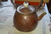 Copper Tea Kettle Blue-and-White Delf Ceramic Handle and matching Lid Knob, Postage Available