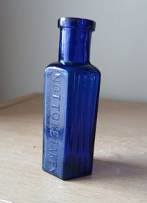 Rare Not To Be Taken 1/2oz blue glass bottle