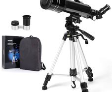 FREE EXPRESS SHIPPING Telescope, Pro 400/70 FMC Refractor Telescopes with Adjustable Tripod & & Finder Compass Portable Travel Telescope Perfect Portable Scope for Adult Children Teens