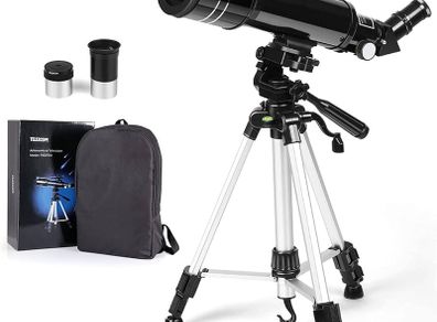 FREE EXPRESS SHIPPING Telescope, Pro 400/70 FMC Refractor Telescopes with Adjustable Tripod & & Finder Compass Portable Travel Telescope Perfect Portable Scope for Adult Children Teens
