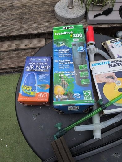 Aquarium filter, air pump and power funnel