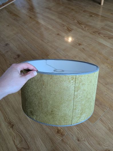 Green/Gold Drum Ceiling Lampshade with Grey Trim