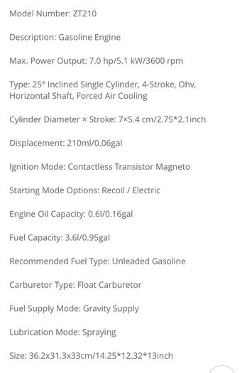 4 Stroke Engines Petrol Gasoline Engine 1 Cylinder Air Cooling 7.5HP