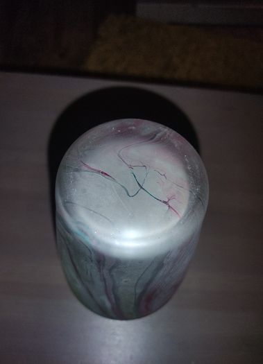 Glass Colorful Drip Vase 24 inches tall and companion piece 8 inches tall