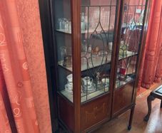 Antique Inlaid Mahogany Display Cabinet / Curio Cabinet