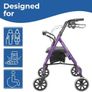 Lightweight Folding Four Wheel Rollator, Mobility Walker with Padded Seat, Lockable Brakes Portable Walker Image 3