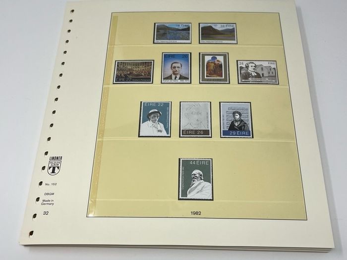 1972-91 Ireland Mint Never Hinged Stamp Collection in Lindner Album. Contained on 56 Lindner Album Pages. 58 Images.