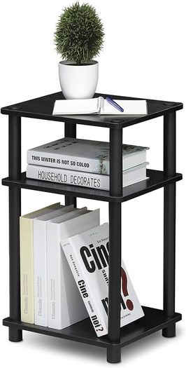 Just 3-Tier Turn-N-Tube End Table, Side Table, Nightstand, Americano/Black