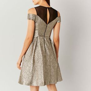 Coast Jiana Metallic Bardot Gold Dress