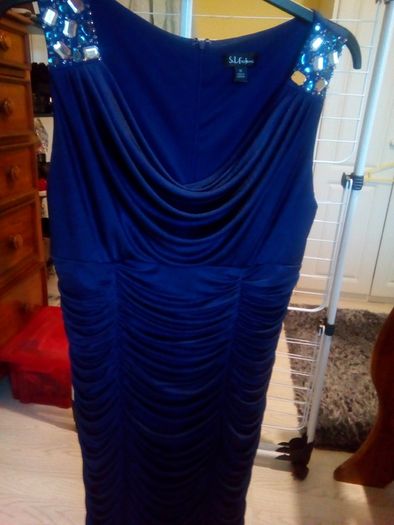 Stunning Dress navy ruched 14
