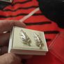 sterling silver leaf shaped earrings Image 2