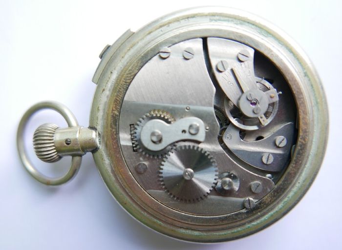Military Pocket Watch Stopwatch Timer Antique CUPREL Dennison Watch Case (works well)