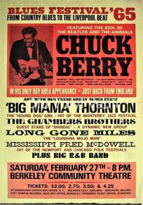 Chuck Berry Berkeley Blues Festival 1965 Concert Poster A3 size repro..