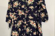 Navy Floral Shirt Dress UK 12