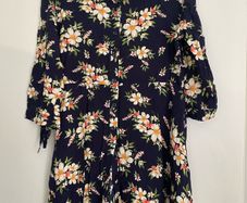 Navy Floral Shirt Dress UK 12