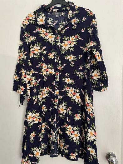 Navy Floral Shirt Dress UK 12