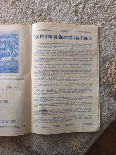 Programme 1956 FAI Cup SF Shamrock Rovers v Workman's Club