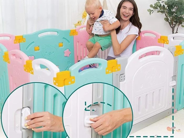 UANLAUO Foldable Baby Playpen Safety Play Yard for Toddler, Kids Activity Centre Indoor or Outdoor (14 Panel Multi)
