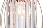 Small Crystal Light Shade Rose Gold, 16cm x 20cm, Cylinder Shape with Oval Rings, Lampshades for Ceiling Lights &amp; Bedside Lamps, Lamp Shades for Bedroom, Living Room, Kitchen, Hallway