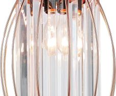 Small Crystal Light Shade Rose Gold, 16cm x 20cm, Cylinder Shape with Oval Rings, Lampshades for Ceiling Lights & Bedside Lamps, Lamp Shades for Bedroom, Living Room, Kitchen, Hallway