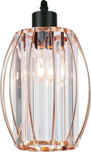 Small Crystal Light Shade Rose Gold, 16cm x 20cm, Cylinder Shape with Oval Rings, Lampshades for Ceiling Lights & Bedside Lamps, Lamp Shades for Bedroom, Living Room, Kitchen, Hallway