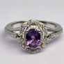 African Amethyst & Moissanite Ring in Rhodium Overlay Sterling Silver Image 4