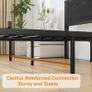 Double Bed Frame with Wooden Storage Shelf Headboard, Metal Platform Bed Frame Double Bed, No Box Spring Needed, Enhanced Support, Black Image 5