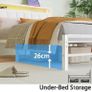 White Double Bed Frame with Storage and LED Lights,4ft6 Metal Platform Bed Frame Double Size Bed Base with Charging Station,Mattress Base,Strong Slats Support,Under-bed Storage,Noise Free Image 2